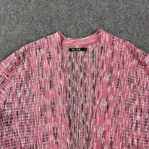 Nic + Zoe Womens Barbiecore Layer Sweet Song Linen Blend Cardigan Medium Pink - Picture 3 of 6